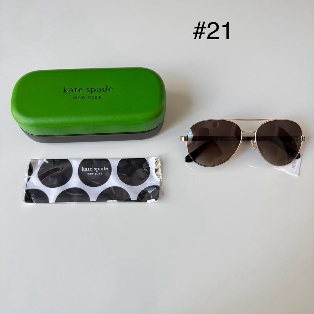 Kate Spade New York AverieS 24WHA Graidient Aviator Sunglasses Gold Havana Brown